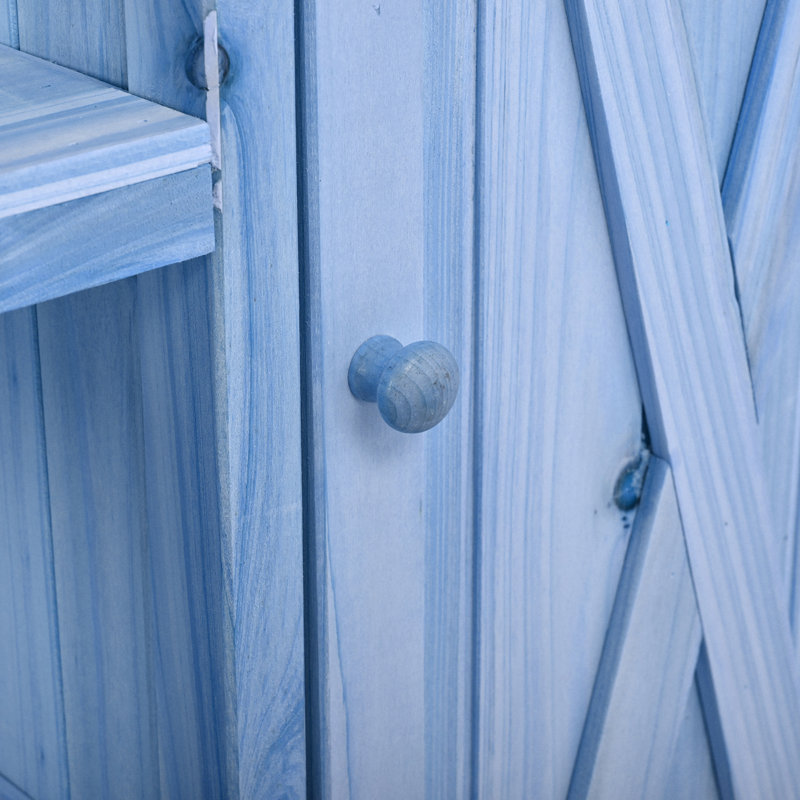 Îlot de cuisine extérieur, chariot à roulettes et armoire de rangement, Bleu