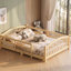 Lit double Montessori peint en blanc, lit en bois massif avec clôture de sécurité complète et base de lit Montessori sans porte-130154175-130154176