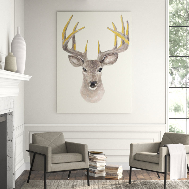 Deer Forest Print by Sara Brown, Gilded Gold, 48" H x 36" W x 1.5" D