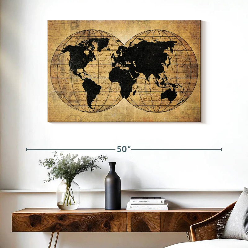 Carte du monde Aliaz Old Globe, H 26 po x l 39 po
