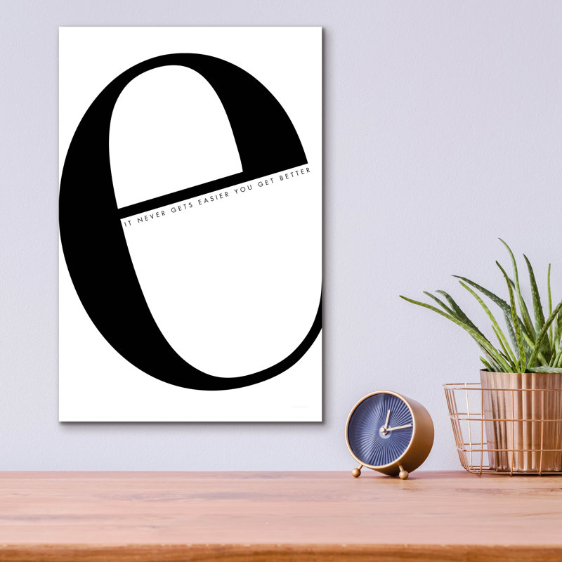 Art mural en verre acrylique "E Is For Easier On White" par Mercedes Lopez, Wrought Studio ™, H 16 po x l 12 po x P 0,13 po