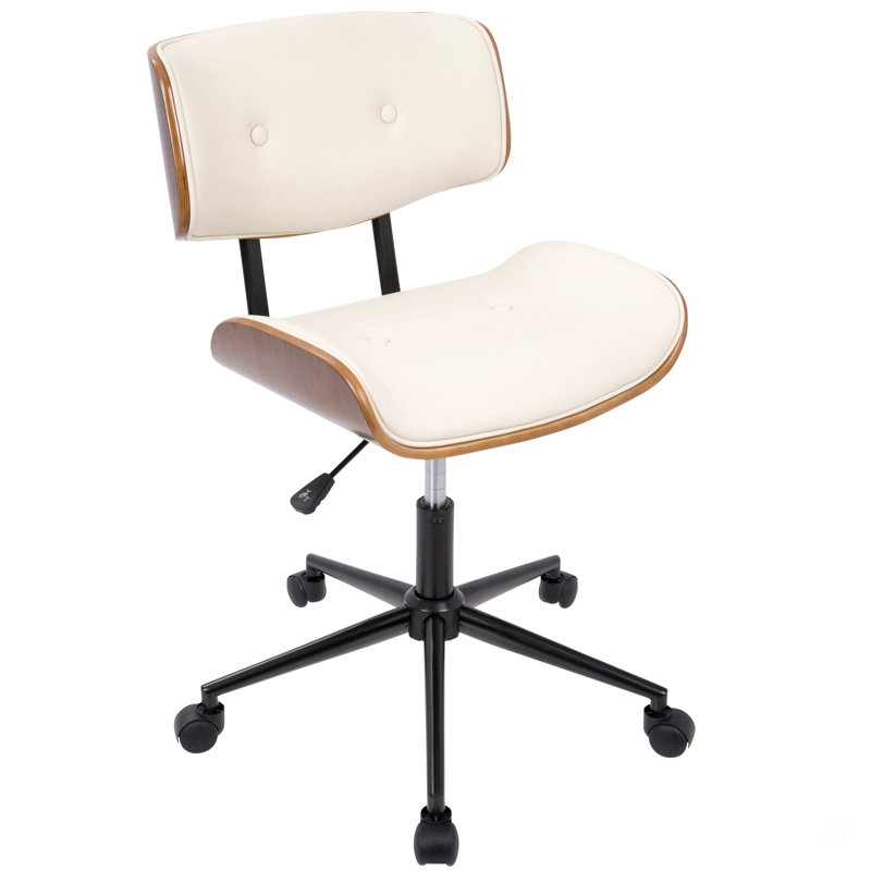 Chaise de bureau réglable Mid-Century moderne avec pivot, Crème