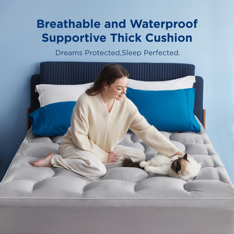 Bedsure Waterproof Extra Thick Mattress Protector, Gray, Full