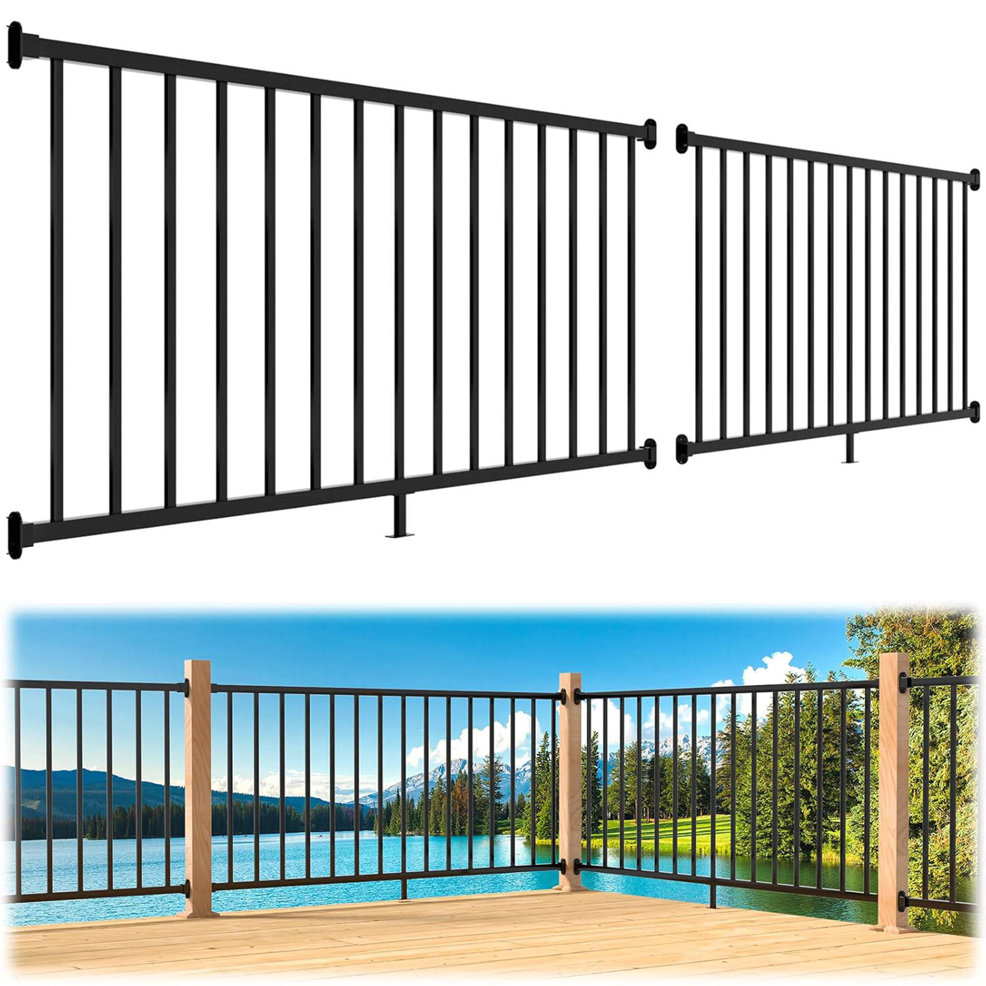 Huahui 2 Pack 4Ft X 36In Aluminum Deck Railing Kit, AAMA 2604 Textured ...