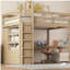 Lit mezzanine en bois pleine grandeur avec garde-robe intégrée, bureau, tablettes de rangement et tiroirs, noyer (ancien SKU: GX000466AAD)