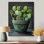 Cactus vert en pot maison de campagne - décoration murale cactus floral