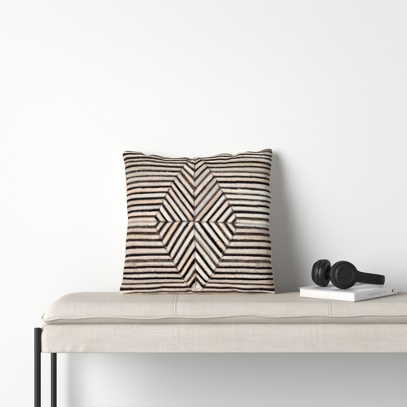 Coleridge 20" x 20" Cotton Throw Pillow, Down, Dark Brown/Cream Stripped