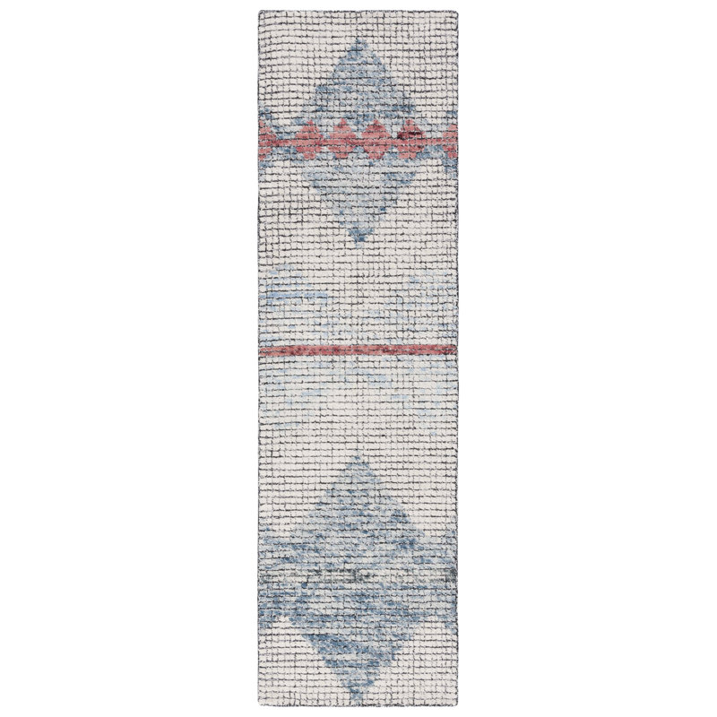 Abstract Hand Tufted Geometric Indoor/Outdoor Rug, Runner 2'3" x 8'
