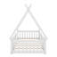 Lit simple en bois en forme de tente avec garde-corps-544387884