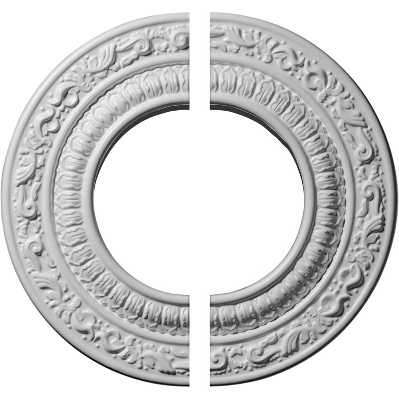 Endurathane Andrea Ceiling Medallion, 8 1/8"OD x 4 1/8"ID x 1/2"P (Fits Canopies up to 4 1/8"), Two Piece, Factory Primed