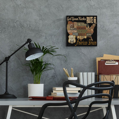 «Route 66 American Dream kicks 14» par Jean Plout, art mural en verre acrylique, 12 po x 12 po
