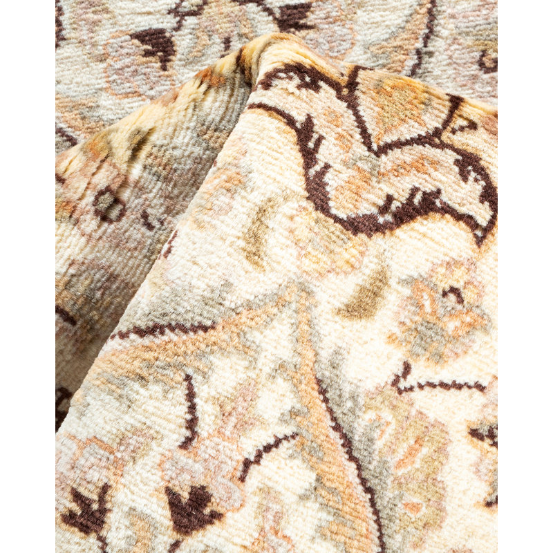 One-of-a-Kind Hayner Hand-Knotted 2'6" x 10'4" Runner Wool Area Rug in Ivory