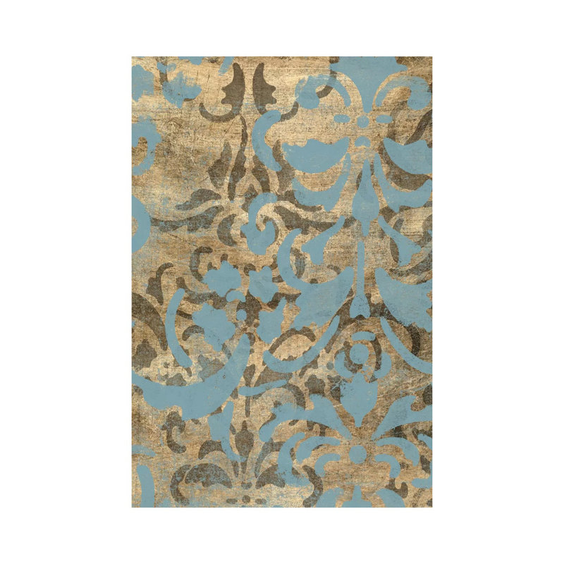 Damask Over Gold I by Jennifer Goldberger - Wrapped Canvas Painting, 20.32 cm H x 30.48 cm W