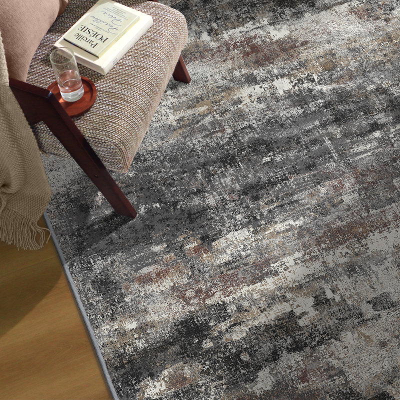 Tapis gris foncé Pavelina, Dark Grey, Rectangulaire 8 pi x 10 pi