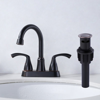 Centerset 2-handle Bathroom Faucet with Drain Assembly