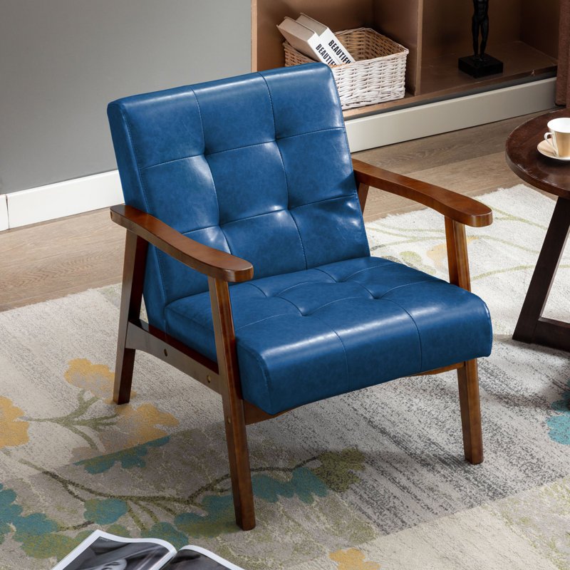 Deveral Faux Leather Armchair, Solid, Blue Solid