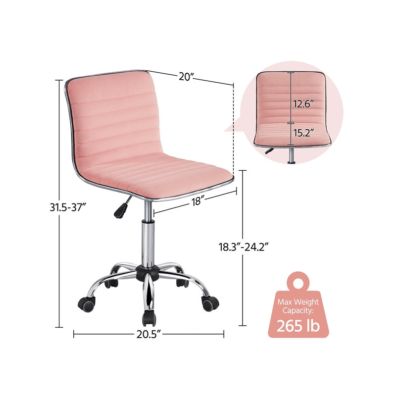 Arwand Velvet Task Chair, Pink