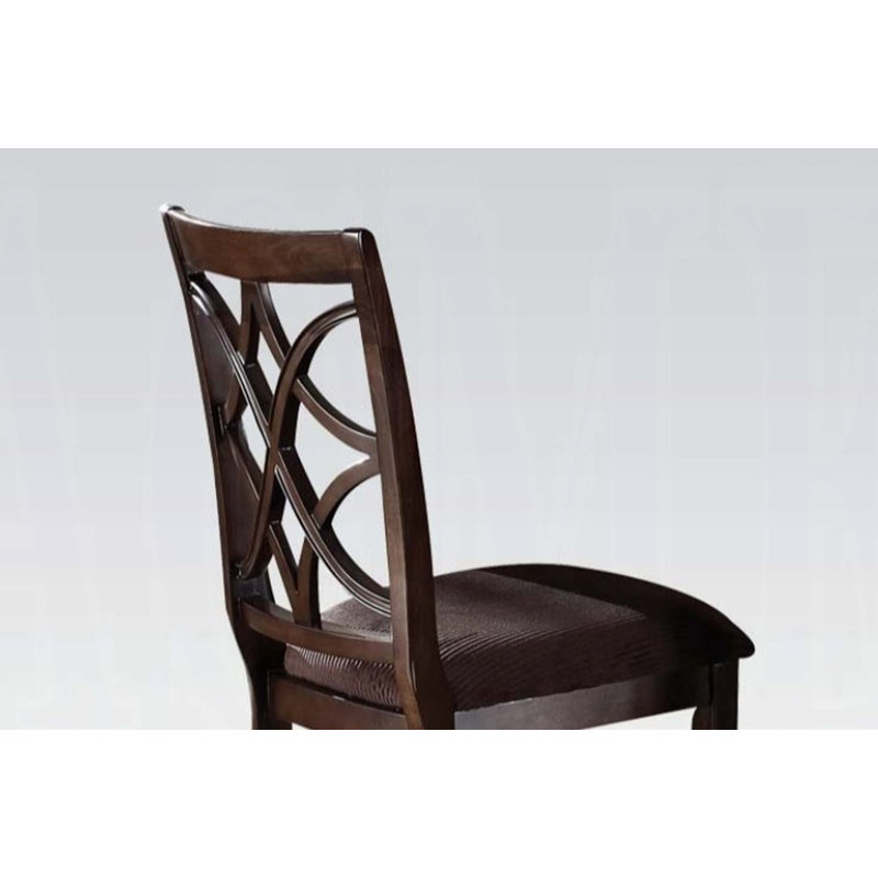 Chaise d'appoint en microfibre brune et finition noyer foncé, ensemble de 2