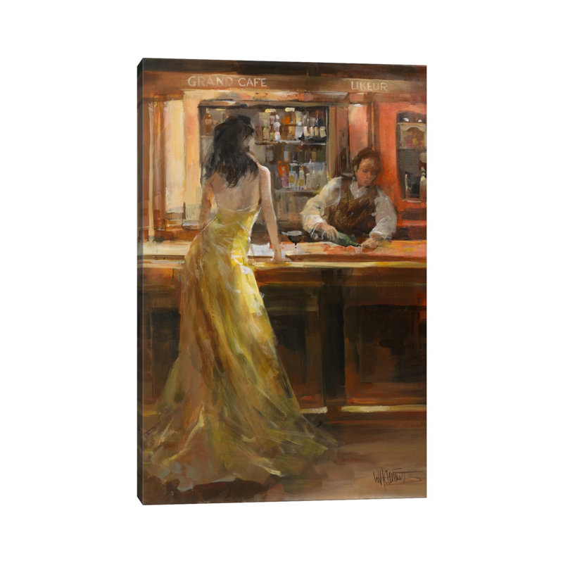 Lady In Grand Cafe by Willem Haenraets - Wrapped Canvas Print, 20.32 cm H x 30.48 cm W
