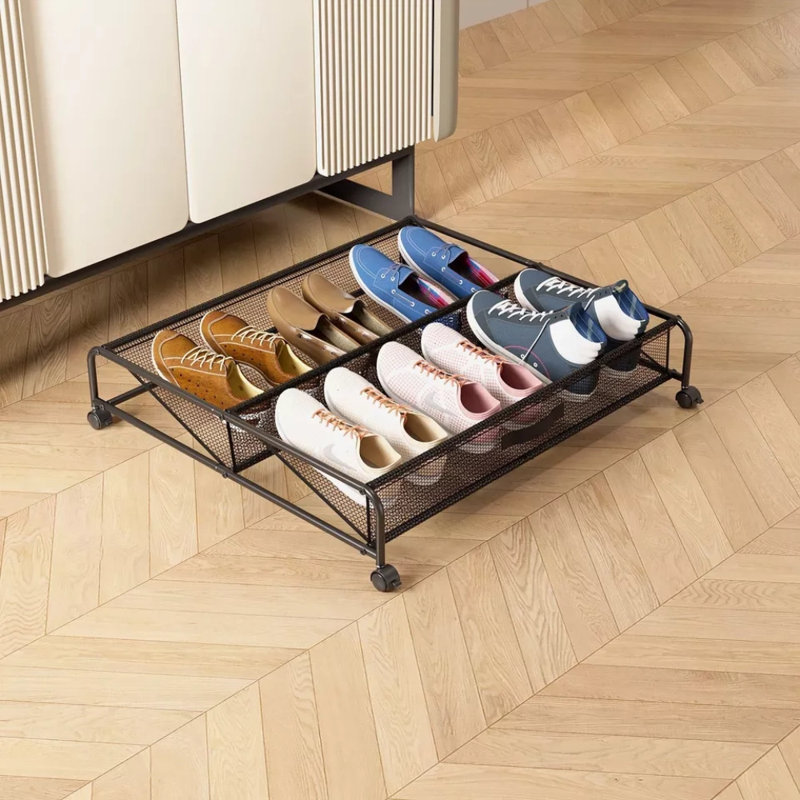 Under Bed Shoes Storage Organizer Rolling Wheels Container Drawer Under Cabinet
