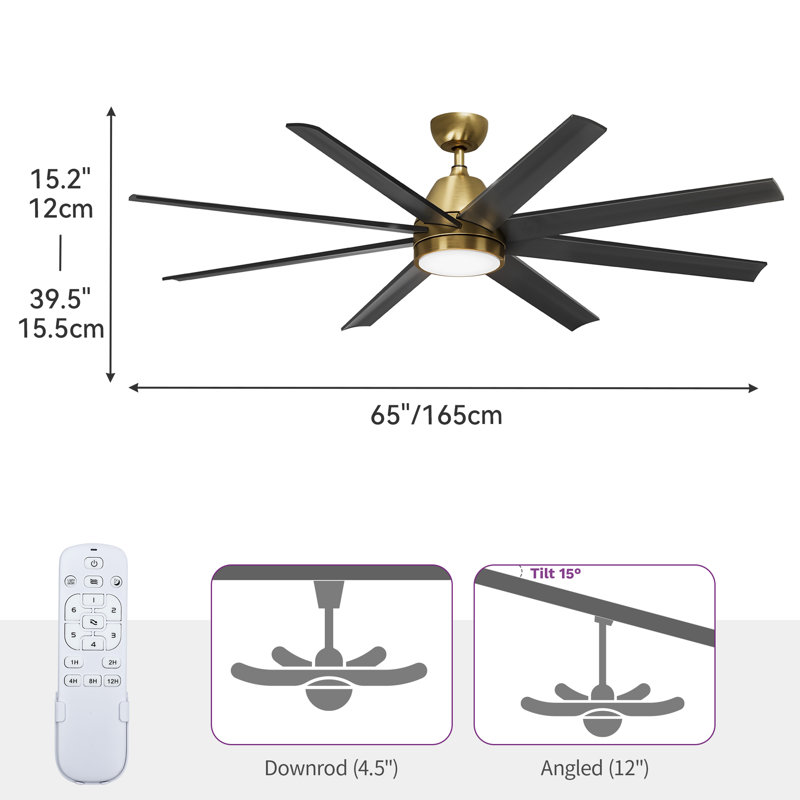 Mercer41 65"Brown Ceiling Fans 8 Blades