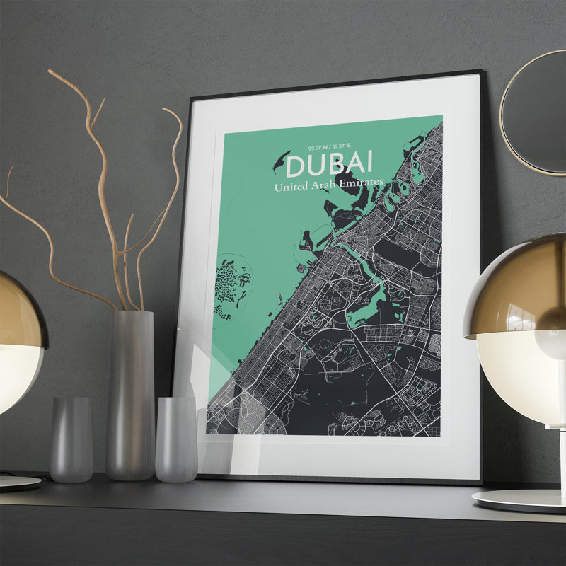 Dubai City Map In Dream - No Frame Print, 27.6cm H x 19.7cm W x 0.05cm D