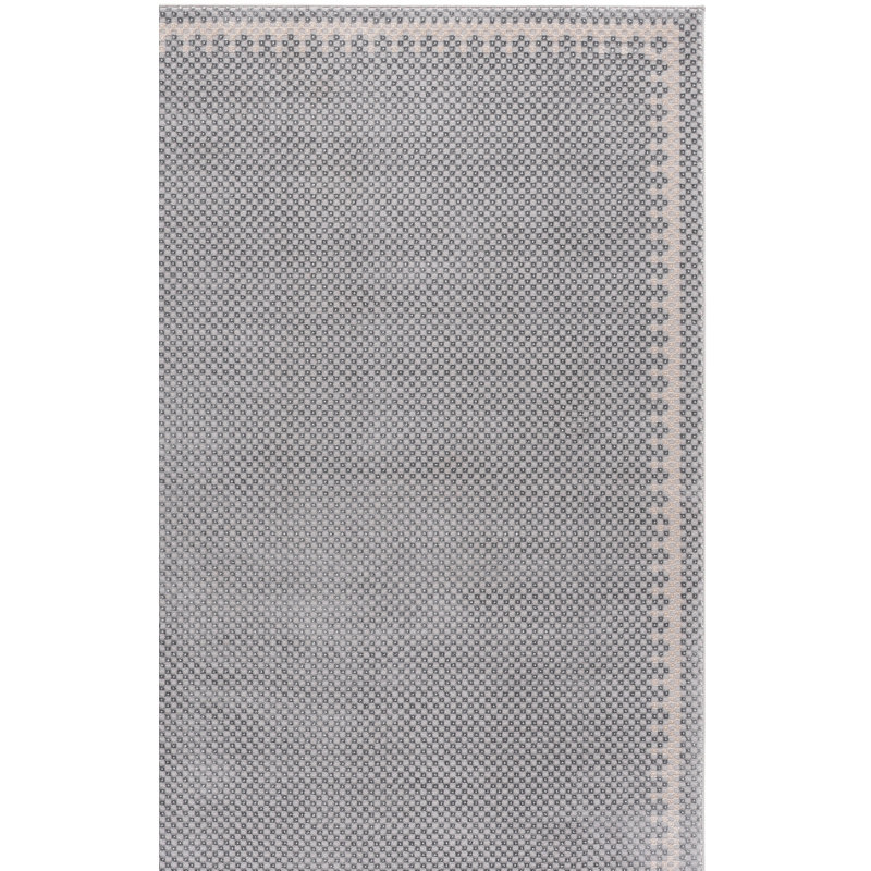 Tapis géométrique gris / beige en polyester / polypropylène tissé à la machine, Rectangle 9 pi x 12 pi