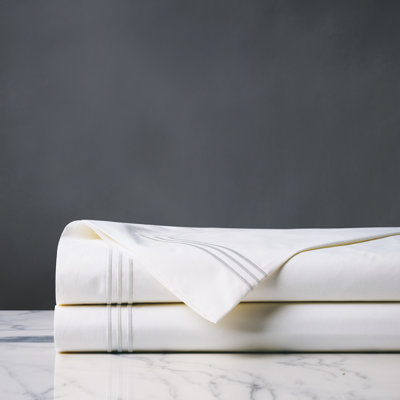 Tessa 100% Cotton Percale Striped Flat Sheet