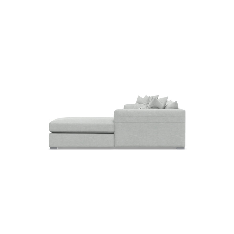 Chaise Sectional, Gray Polyester