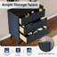 Ensemble de 2 tables de chevet hautes cannelées, dessus en faux marbre et 3 tiroirs-136254299-118719485