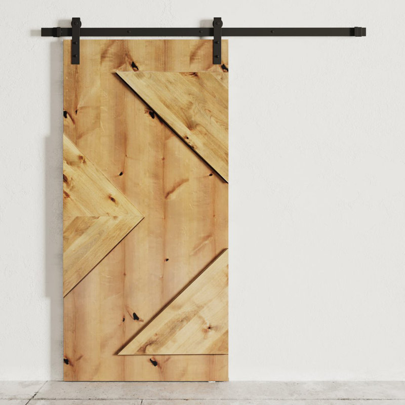 Porte de grange à panneau surélevé avec panneau en bois et quincaillerie d'installation