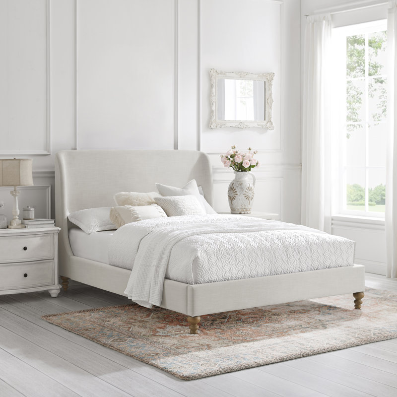 Lit plateforme Elegance Rosalee, Blanc crème, Simple