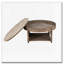 Table basse surdimensionnée rembourrée capitonnée à 2 niveaux avec tablettes en bois-1129512444