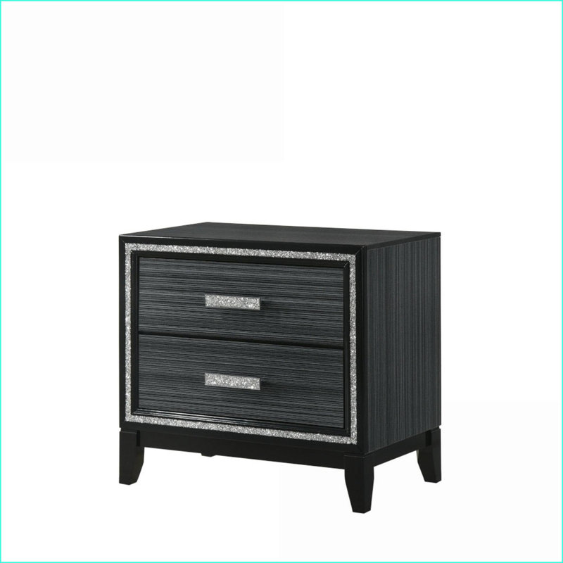 Table de chevet moderne 2 tiroirs Haiden, Noir
