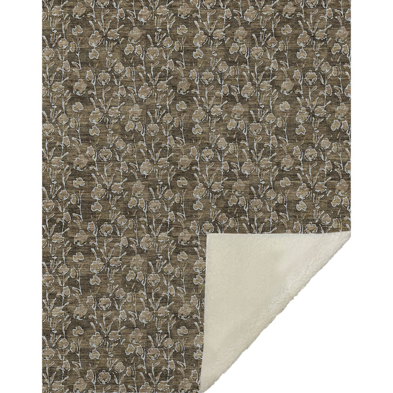 Jeté floral Sherpa ASB692 Addison, Brun