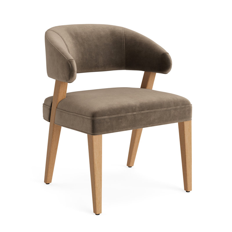Keane Dining Chair, Performance Velvet - Otter, Natural