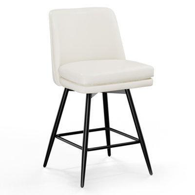 PU Leather Modern Paded Bar Stools: 360° Rotation, Durable Build & Chic Design