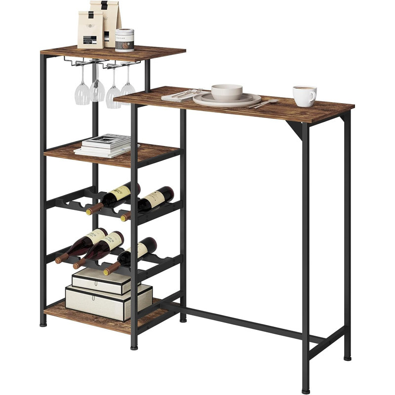 Acierno Metal Base Dining Table, Dark Brown