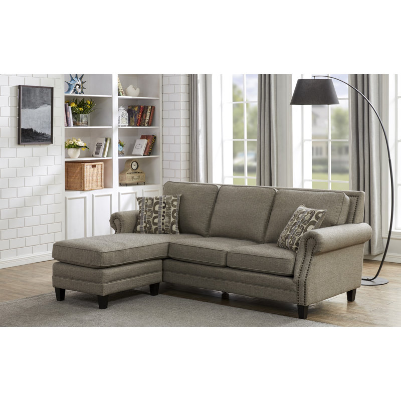 Clemmer Upholstered L-Shaped Sectional Reversible, Taupe Chenille