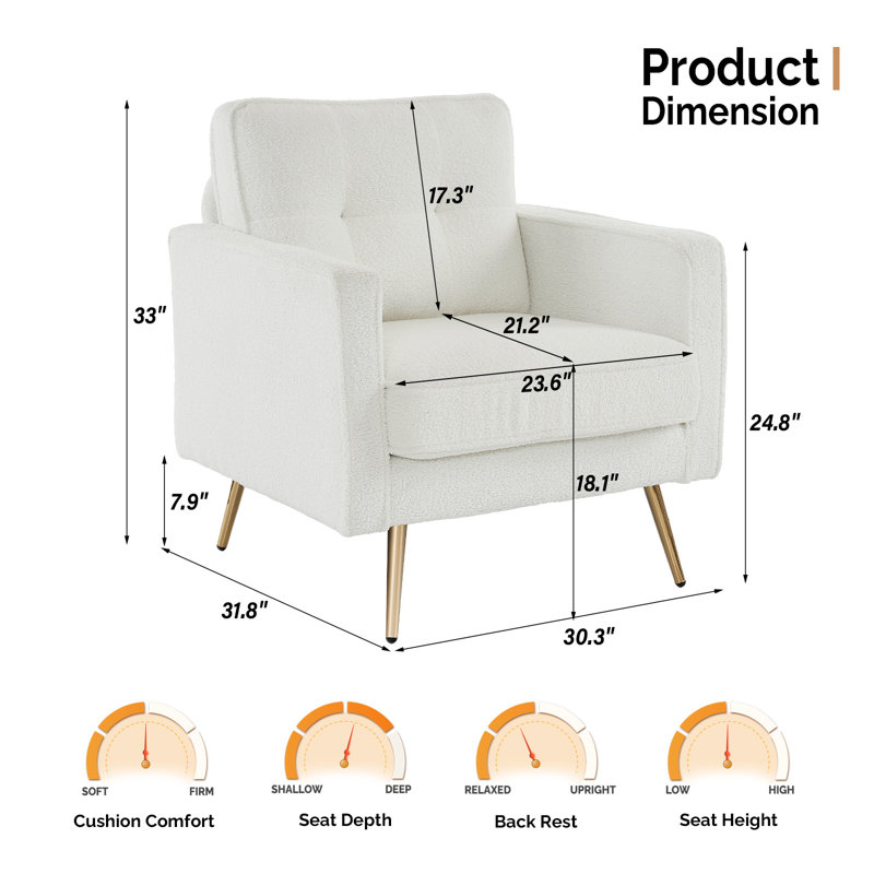 Fauteuil d'appoint Bernardston, Polyester beige