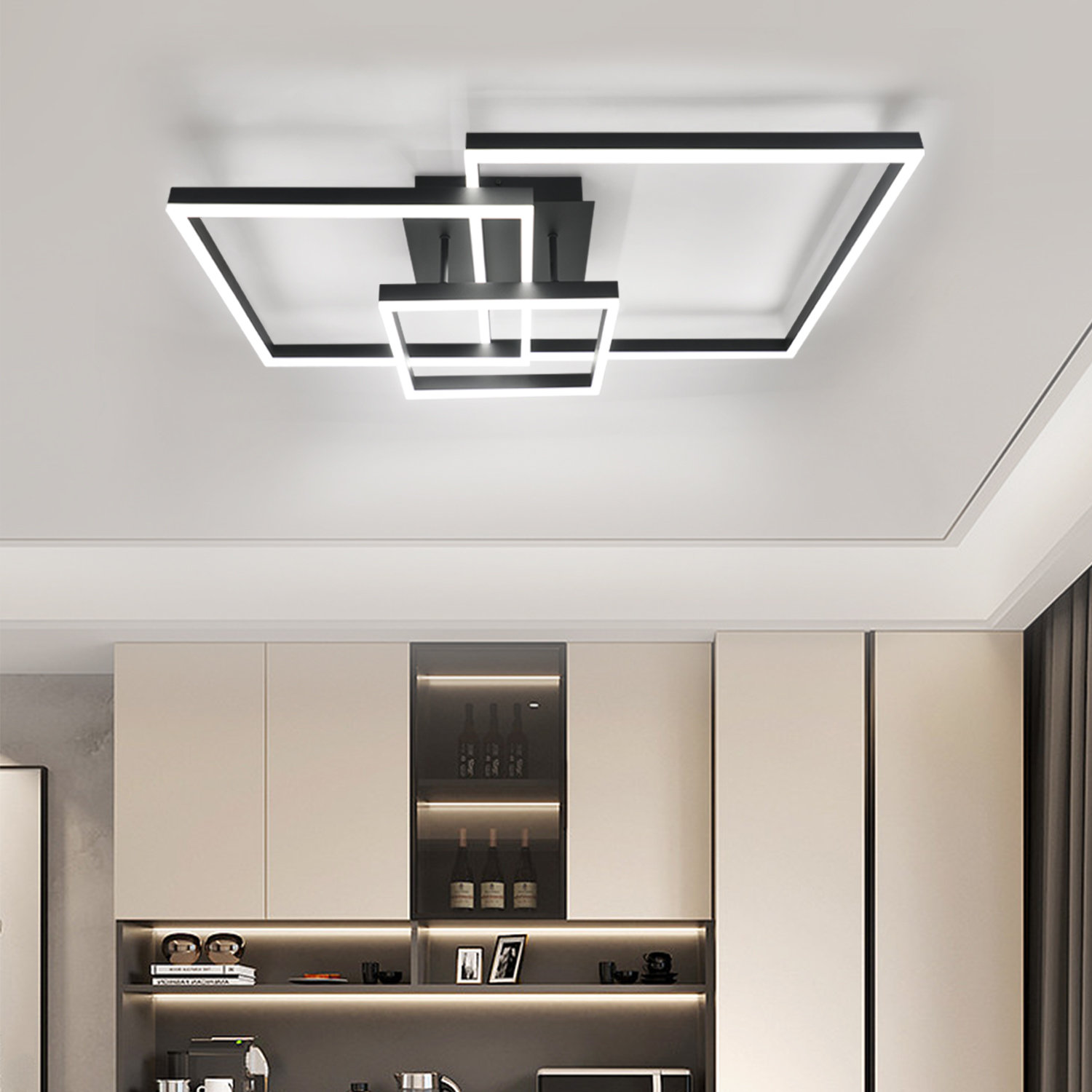 & Design Modern Bewertungen LED 82CM Metall - Deckenlampe Dimmbar Schwarz Perspections aus