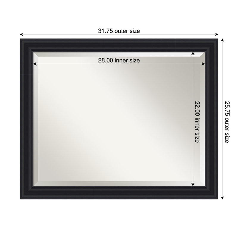 Dalat Beveled Framed Wall Mirror, 25.75" x 31.75", Black
