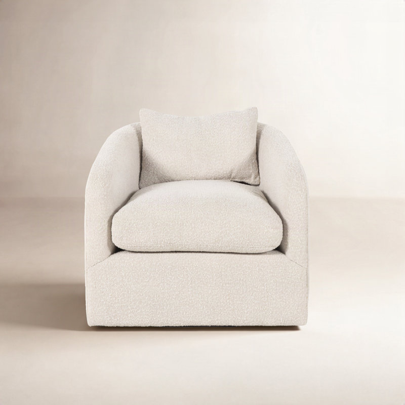 Windridge Upholstered Swivel Barrel Chair, Polyester Blend, Knoll Natural