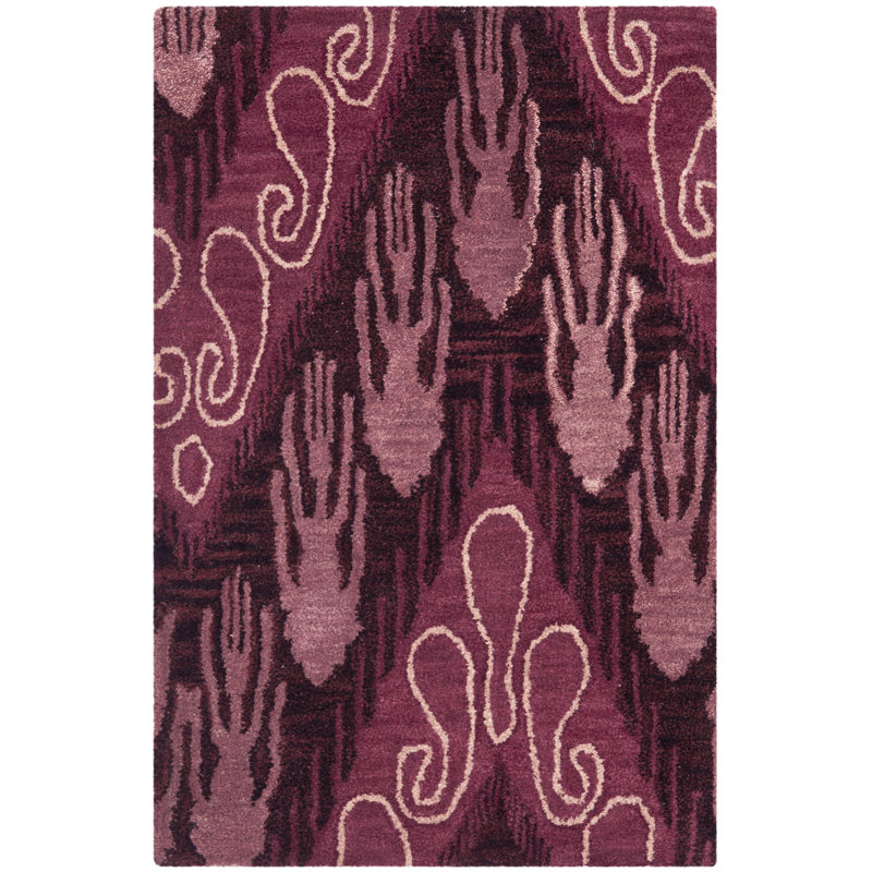 Kline Ikat Hand Tufted Wool Ikat Rug, Square 6'