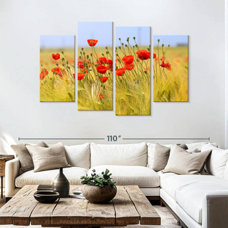 Harnek Red Poppy Meadow, 54" H x 84" W