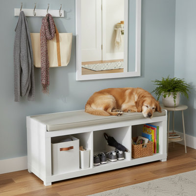 3-Cube Upholstered Storage Shoe Bench