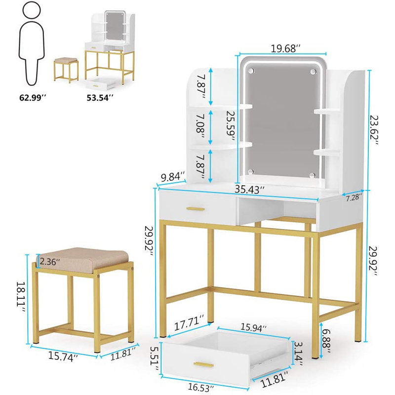 Ensemble coiffeuse et tabouret Tremont
