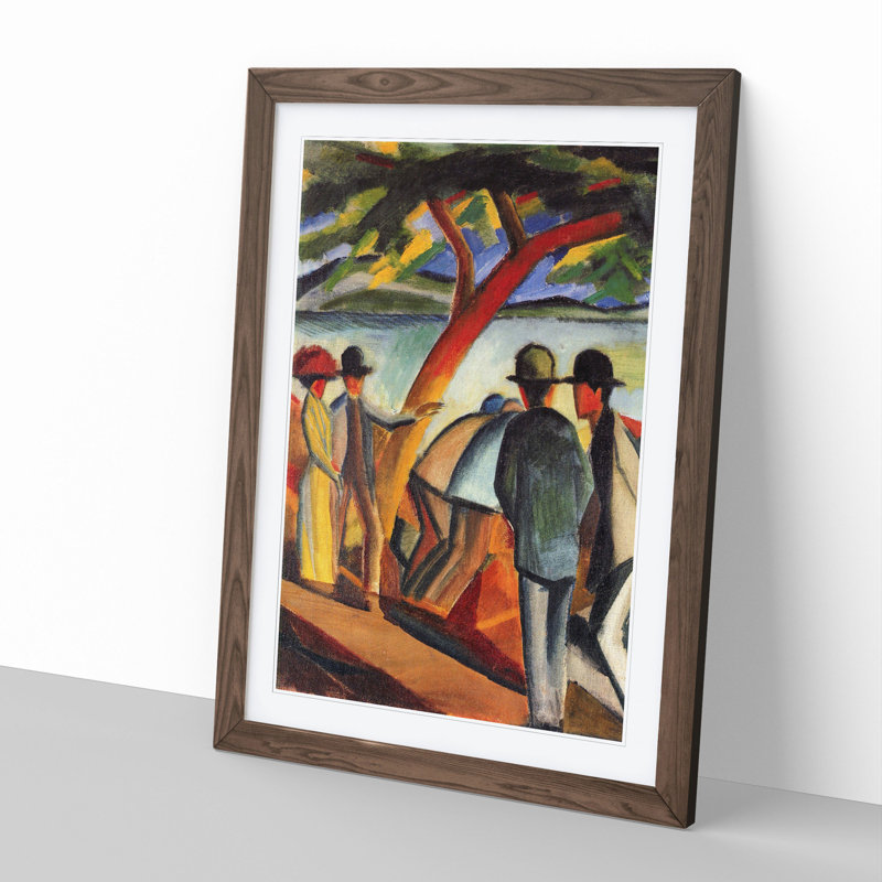 Promenade by the Lake by August Macke - Picture Frame Painting, 65cm H x 48cm W x 2cm D, Walnut Framed