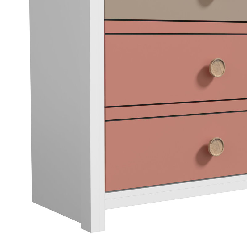 Bustillo 30.7'' Wide 5 -Drawer Chest, White/Parchment/Warm Taupe/Canyon Clay