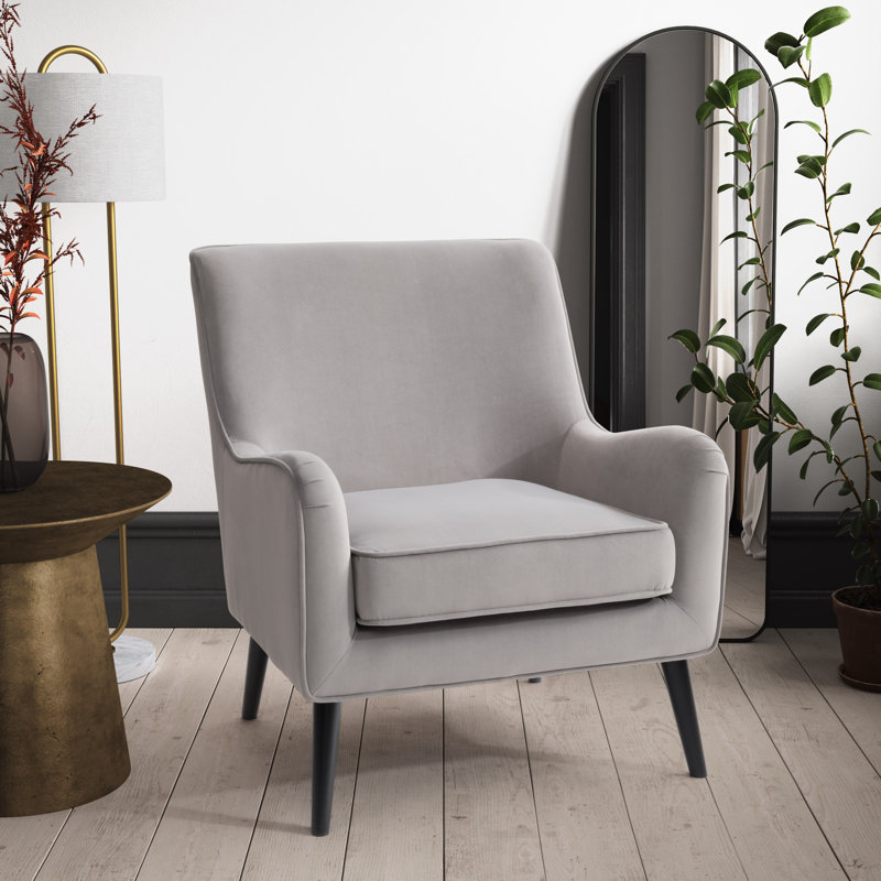 Archuleta Velvet Wingback Chair, Grey Velvet
